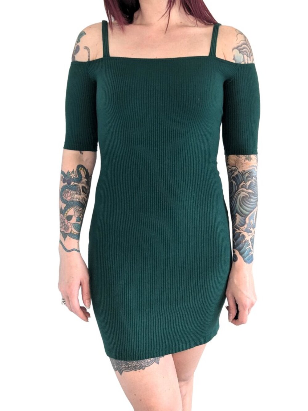 Reformation Kipling Ribbed Bodycon Mini Dress Green | S